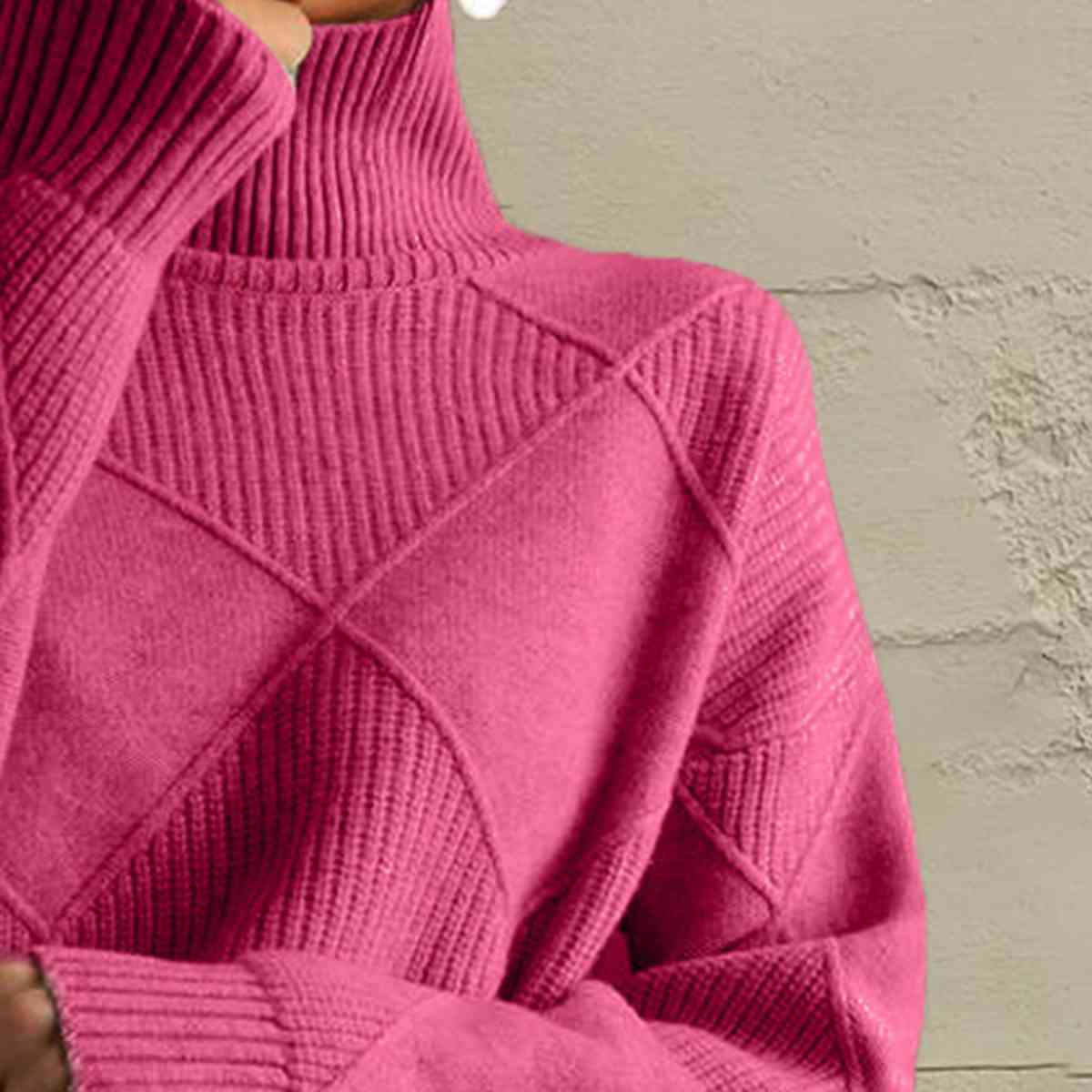 Geometric Turtleneck Long Sleeve Sweater