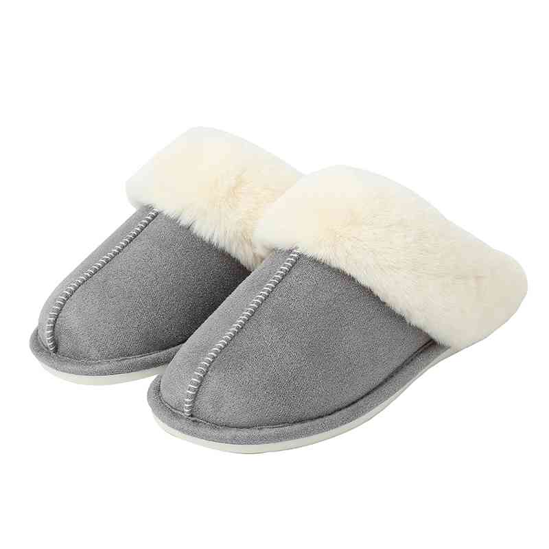 Faux Suede Center Seam Slippers