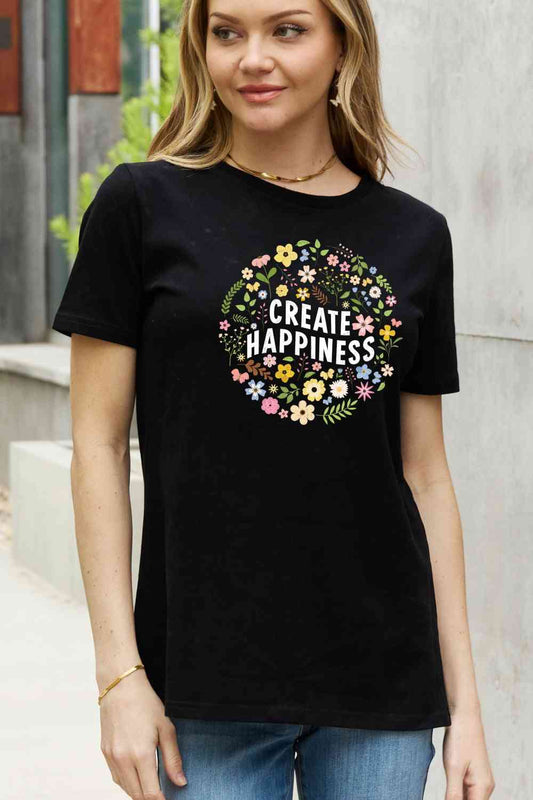 Simply Love Full Size CREATE HAPPINESS Graphic Cotton Tee